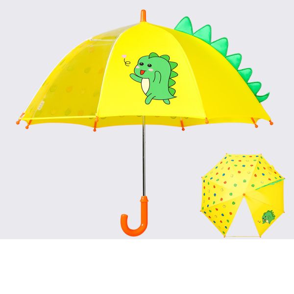 Fiberglass Ribs Children Umbrella with Adorable Cartoon Ears and Transparency Design