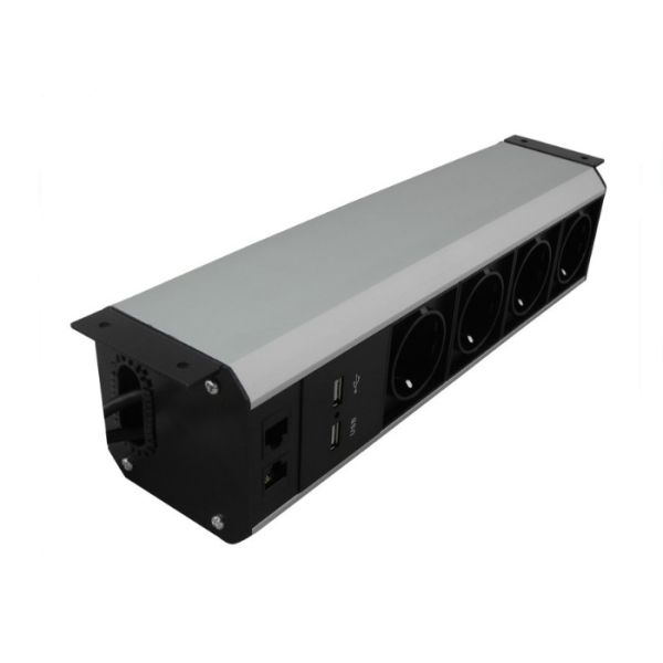 Aluminum Alloy Eu Under Desk Power Sockets Outlet For Meeting Room Furniture