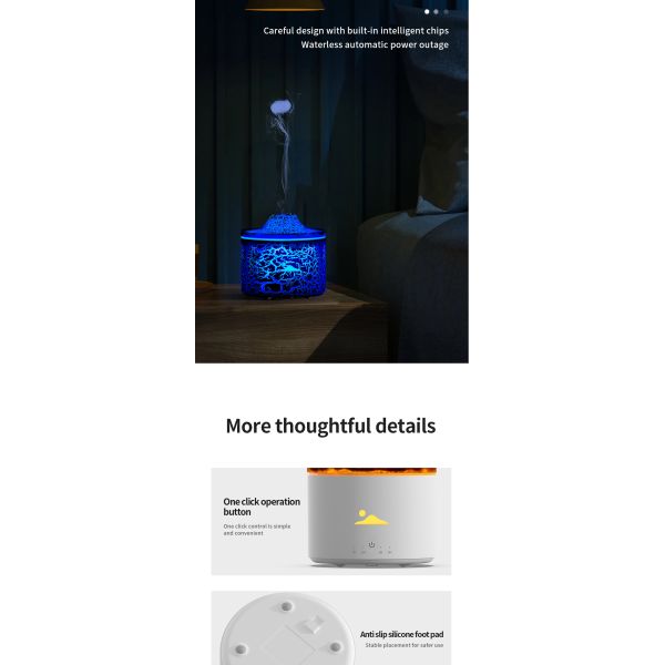 OEM Creative Flame Aroma Humidifier Ultrasonic Essential Oil Diffuser 320ml Capacity