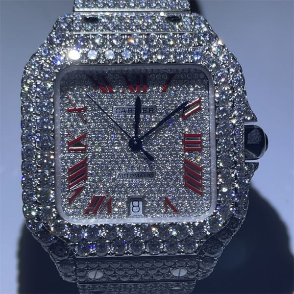 Exclusive Design  Moissanite Watch Royal Luxury Moissanite  Santos On Wrist