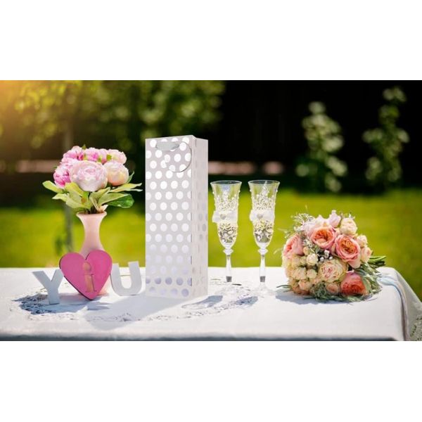 Metallic Foil Polka Dots Wine Gift Bag Bulk Recyclable Paper Wine Carrier Bags Tote Gift Bags, Party Gift Wrapping