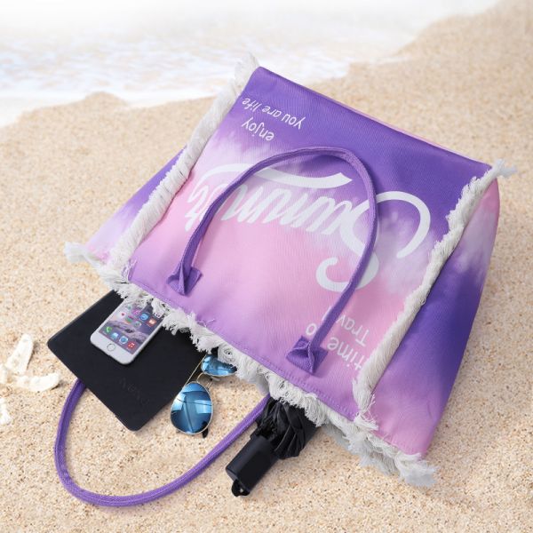 Tassel Tote bag Large capacity crossbody fashion printed beach bag
