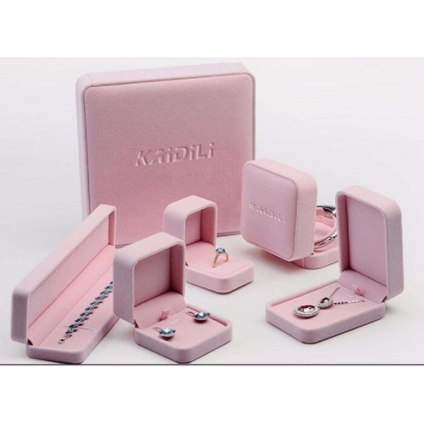 Lovely Velvet Lined Jewelry Box Pink Suede Eco Friendly For Jewelry Promotion