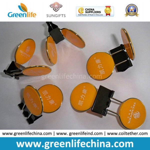 Custom Logo on Round Panel Office Binder Clip Holders