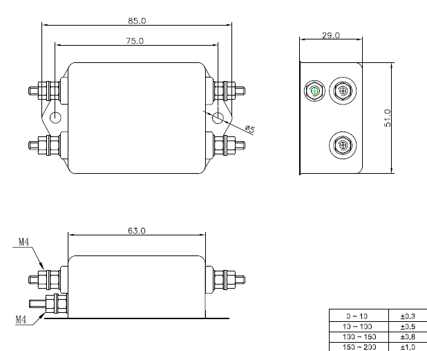 110v 220v Single Phase RFI Filter For Cooling Conditioner Equipment