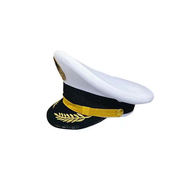 Sombrero clásico de piloto de aviación naval de borde ancho blanco