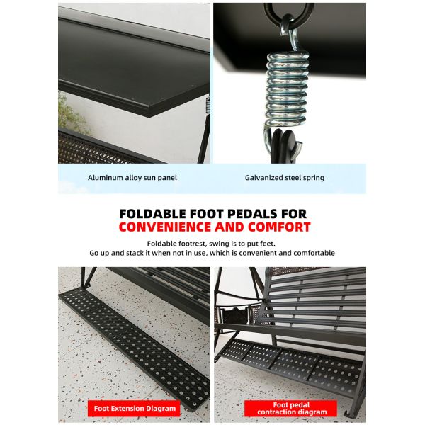 Aluminum Frame Rattan 3 Person Metal Outdoor Swing With Canopy