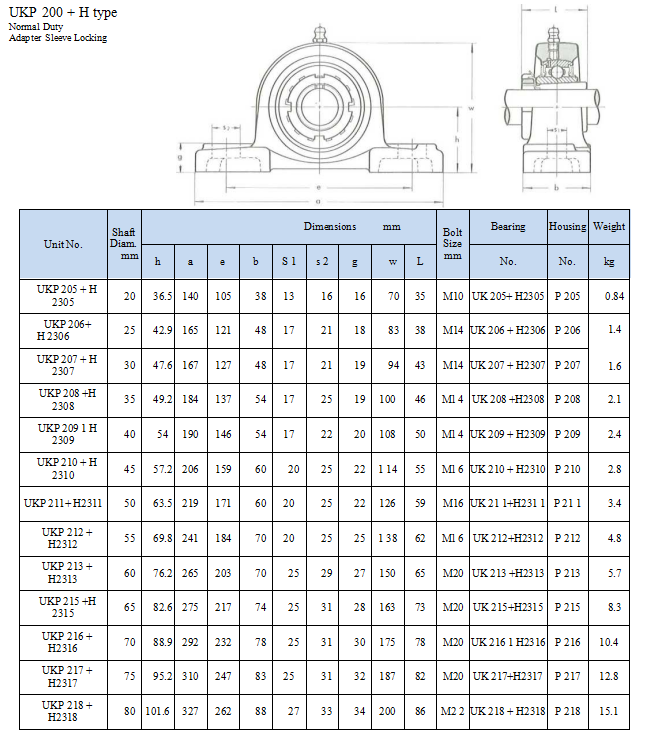 Metric P205 Pillow Block Bearing 2 Bolt UKP207 UKP208 UKP209 UKP 200 Series