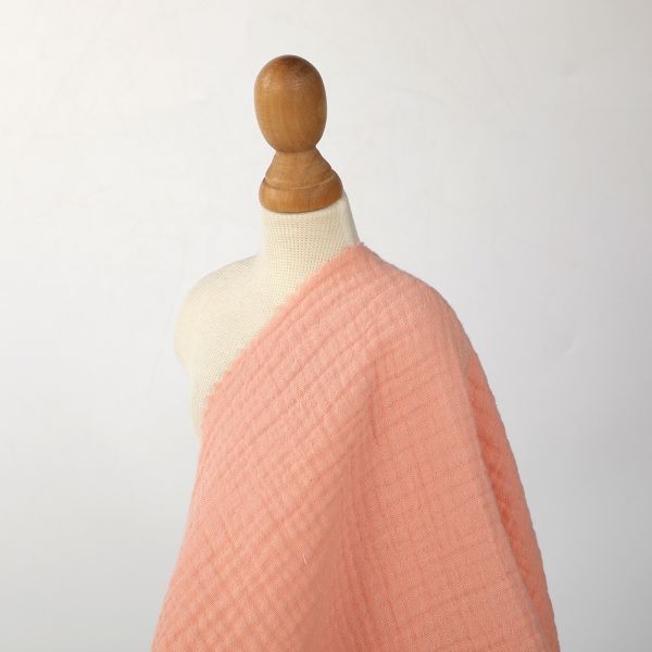 Top Fashion 100% Cotton Fabric Organic Piece Dyed Double Layer Crepe Material in Pure Color-Soft Feel for Baby & Kids Boys Girls