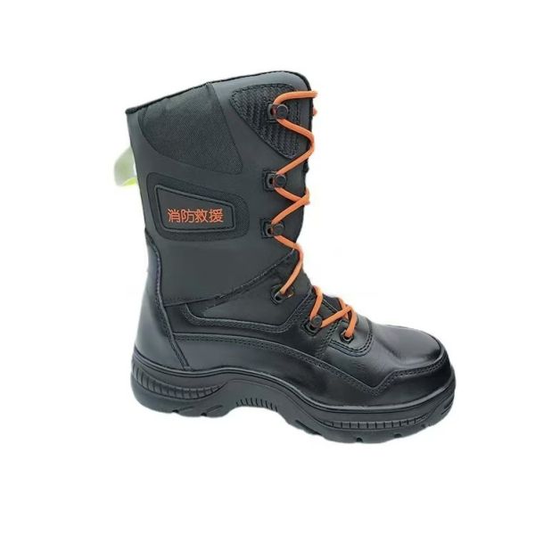 Unisex Firefighting Leather Boots Anti Impact / Anti Puncture Forest Fire Boots