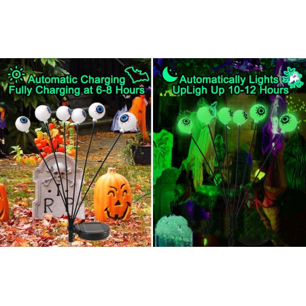 Halloween Scary Eyeballs Outdoor Solar Lights with IP65 Rating and Waterproof Design