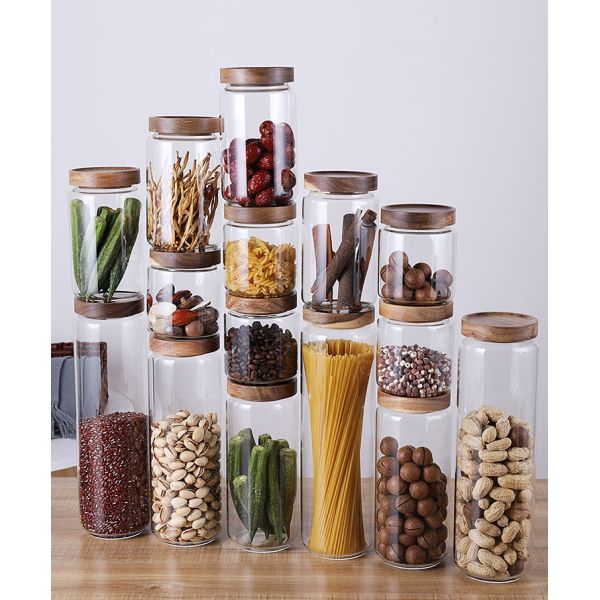 Acacia Lid Glass Containers for Food Storage Solutions