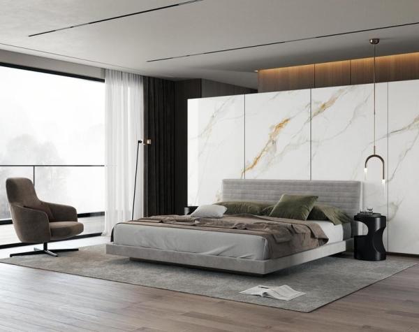 Carreaux de porcelaine vitrée poli Carrara Blanc 900x1800mm