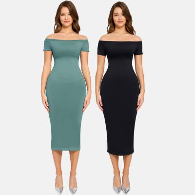 2023 Design Mulheres Sem costura Shapewear Midi Bodycon vestido Body Shaper Para Mulheres Sexy