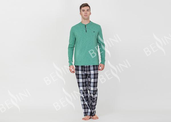 Spring Autumn Mens Luxury Sleepwear Functional Placket Side Pockets Design