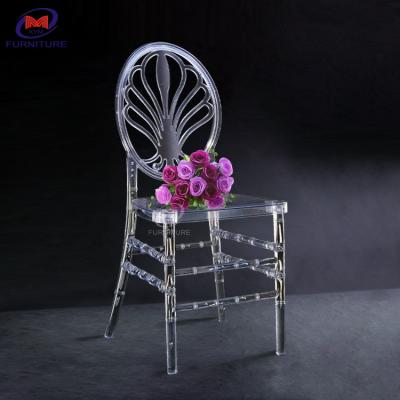 Nordic Style Resin Chiavari Chair Outdoor Weeding Chair Clear Color Peocock Pattern