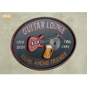 Персонализированная гостиная гитары формы античного оформления стены знака паба знака искусства стены овальная