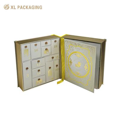 XL Packaging Custom Packaging Box Factory Luxury Skin Care Advent Calendar Box Classic Collector's Book Design With Gold Foil Logo For Christmas