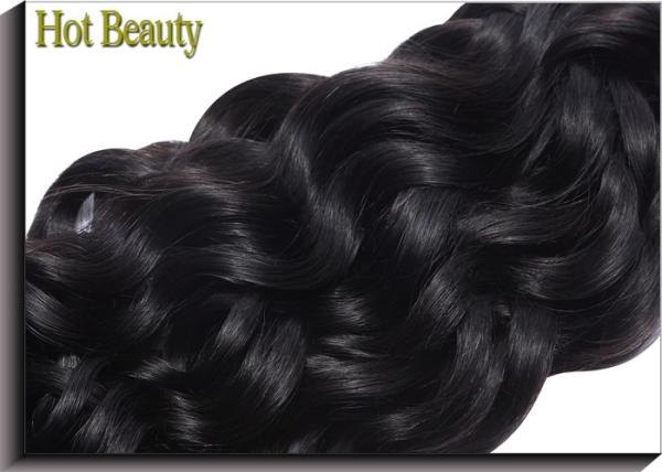 Black Virgin Human Hair Extensions / Americadyed Bleached Deep Wave Remy Hair