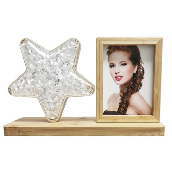 Blank Sublimation Night Lamp Bamboo Photo Frame With USB For DIY Printing