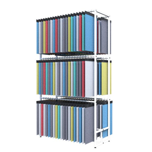 Белая выставочная витрина магазина ткани стеллажа для выставки товаров образца ткани 3 ярусов