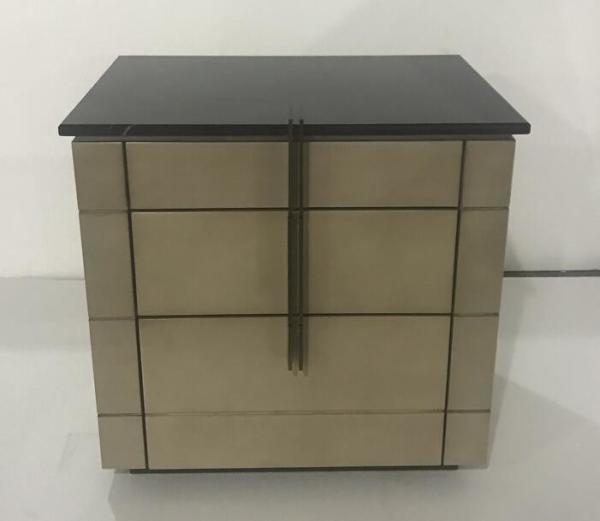 Stone top 3-drawer brushed grey finsh wooden night stand for hotel bedroom furniture,bed side table
