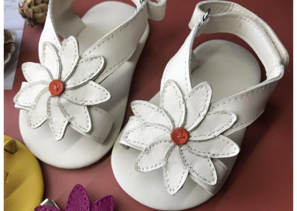 Outdoor Cowhide Flower Ornament Kids Sandals Shoes