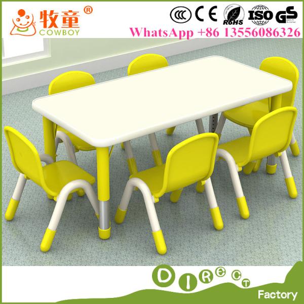 Early Childhood Centre Kids Furniture 6 Seats Wooden Table and Chairs Supplier in Guangzhou China