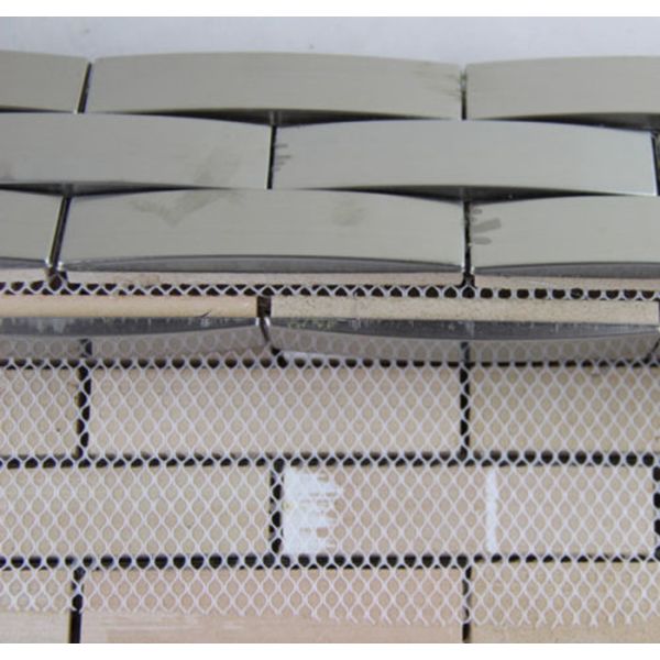 3d Arch Stainless Steel Mosaic Tile Backsplash , Stainless Steel Kitchen Tiles 8mm Thick