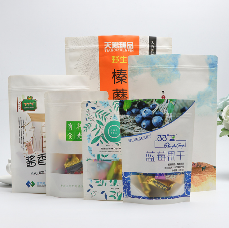 Flexo напечатало стойку вверх по качеству еды мешков сумки Kraft бумажному упаковывая 10~220 микронов