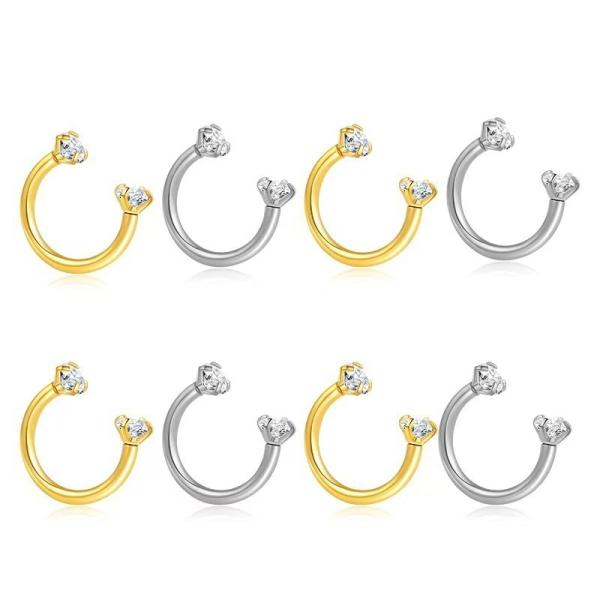 Unisex U Shaped Titanium Ear Jewelry Zircon Rod Nose Ring 12mm F136