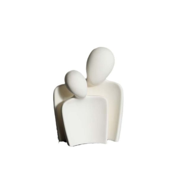 Modern Bamboo-Integrated Porcelain Lovers Statue Abstract Art Figurine for Home Decor