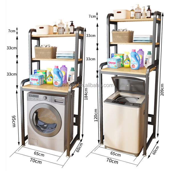 3 Tier Baby Bathroom Storage Accessories Countertop Metal Wooden Shelf Toy Organizer Washing Machine Rack Toilet Storage Shelf