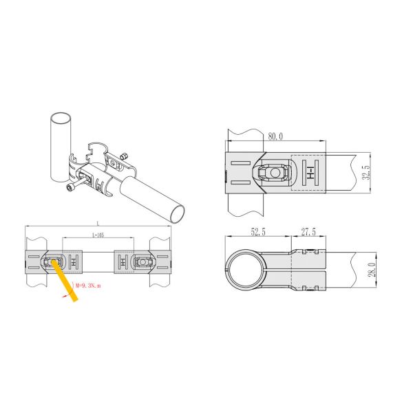 Chrome Lean Pipe Connector ESD Pipe Joint Lean System Accessories for Workbench and Trolley Cart