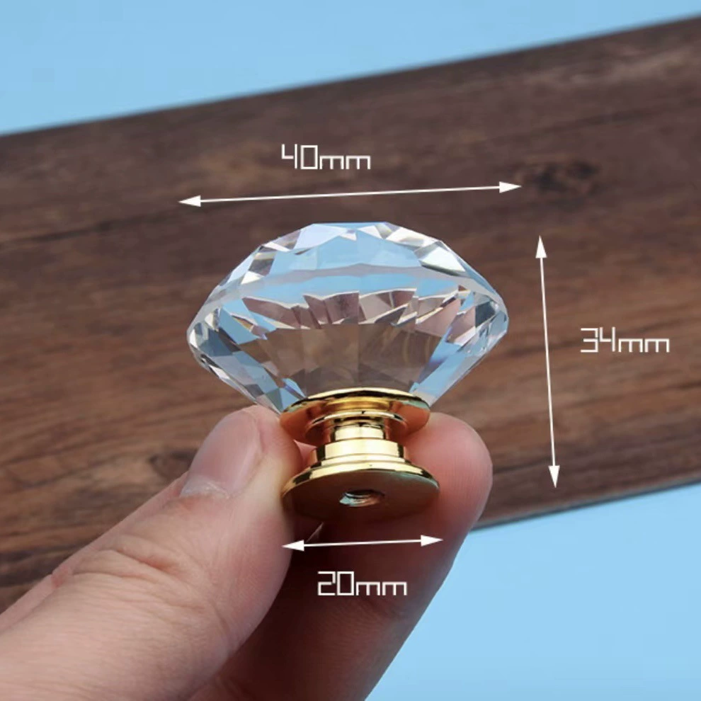2025 Crystal Diamond Shape Kitchen Bedroom Hotel Cabinet Handles Knobs with Easy Installation