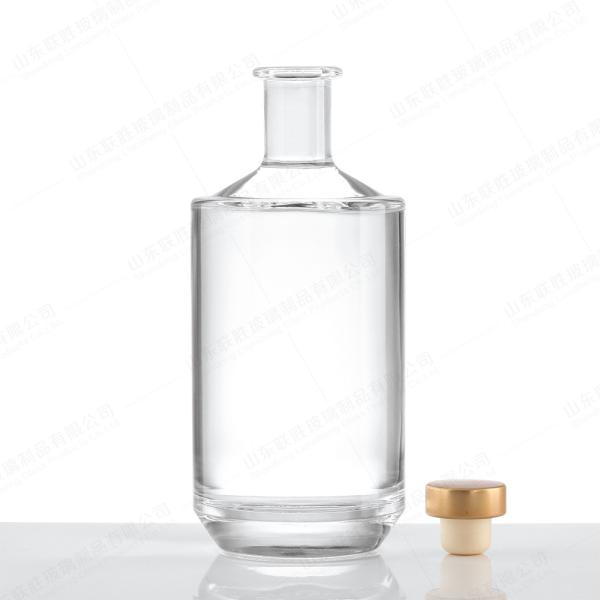 Clear Glass Collar Material 750ml Brandy Gin Rum Tequila Vodka Spirits Bottle with Lid