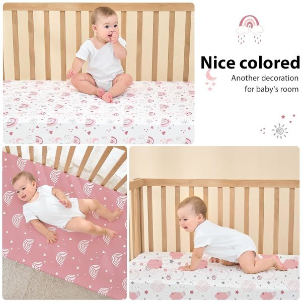 3 Pack Microfiber Baby Crib Sheets 52x28 or 38x26 Inches