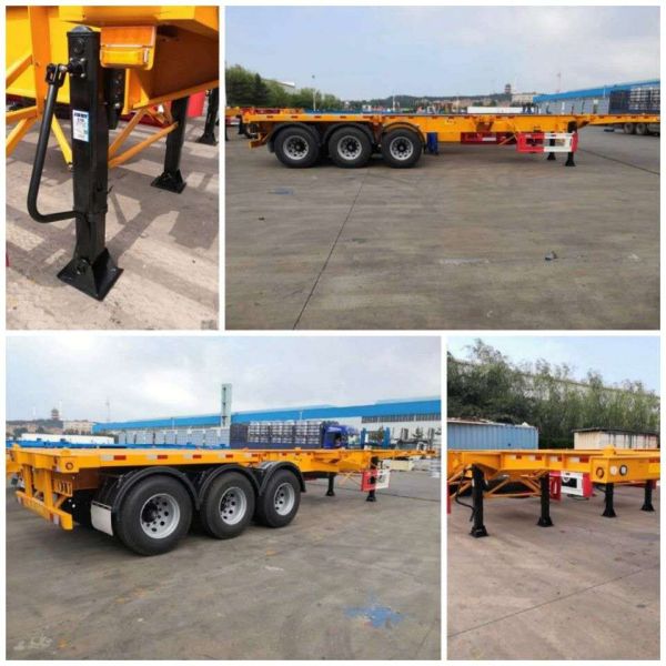 Sinotruk howo 40ft gooseneck flatbed Semi trailers Used 3 Axles Heavy duty Flat Bed self loading container trailer