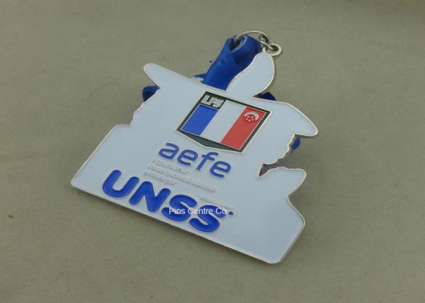 Souvenir Customized Silver Sport Medal With Soft Enamel , Die Casting  Awards Medal For Running