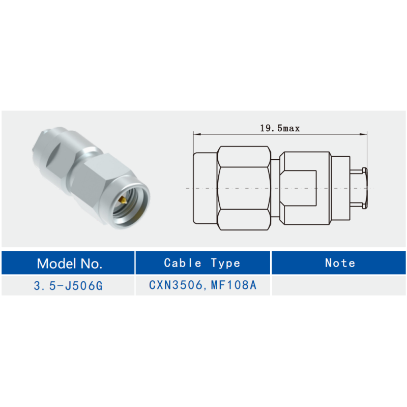 Stainless Steel 3.5mm Wave Male RF Connector for CXN3506/MF108A Cable