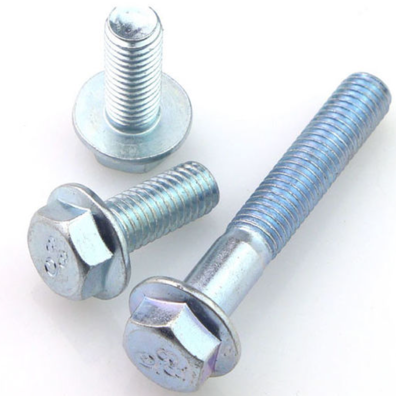Metal M4 M6 Carbon Steel Blue White Galvanized Hex Flange Bolt With Nut DIN6921