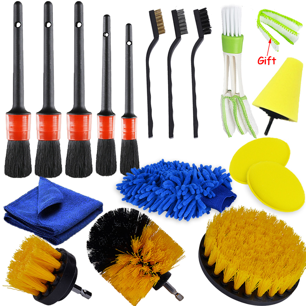 15cm Extension 5Pcs Car Cleaning Brush Kit Detailing Washing