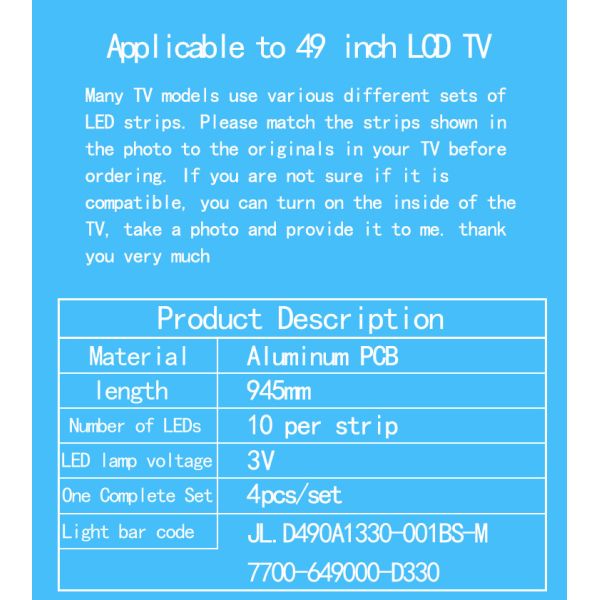 Для 49UJ6200-UA 49UJ620V-ZA 49PUF6072/T3 JL.D490A1330-001BS-M