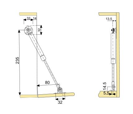 Бортовой подъем весны газа мебели установки, поддержка подъема двери шкафа пневматическая