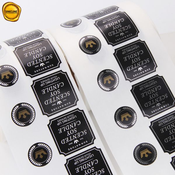 Gold Foil Candle Plastic Sticker Labels Glass Bottle For Fragrance