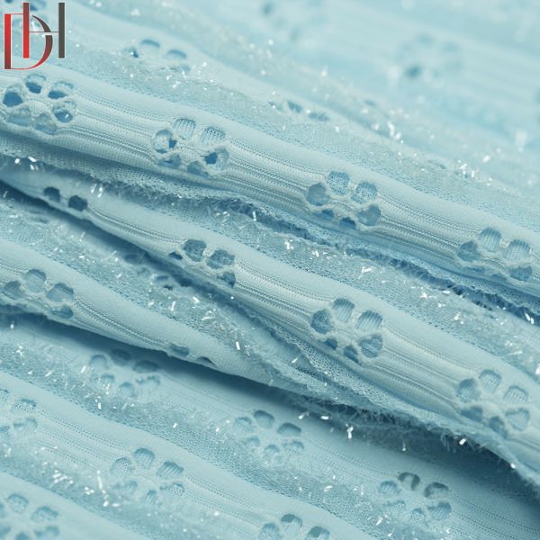 95% Polyester 5% Spandex Jacquard Fabric Customized For Blue Flower Sequin Dress