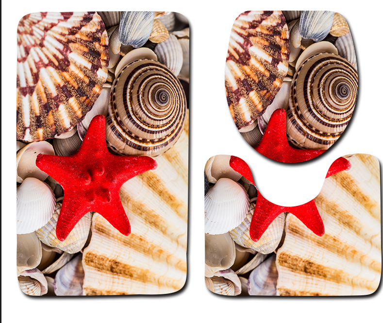 Dolphin Beach Toilet Seat Cushion Anti Skip Toilet Tank Cover Set