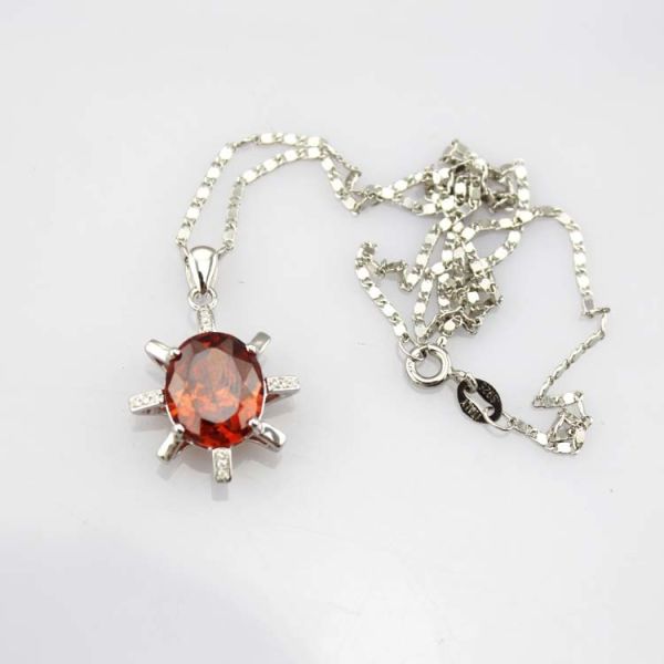 925 Sterling Silver Amethyst Cubic Zircon Pendant Jewelry (E06J)