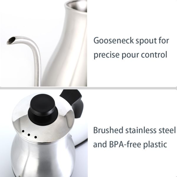 0.7L Gooseneck Stainless Steel Electric Kettle Cordless Mechanical Control Type