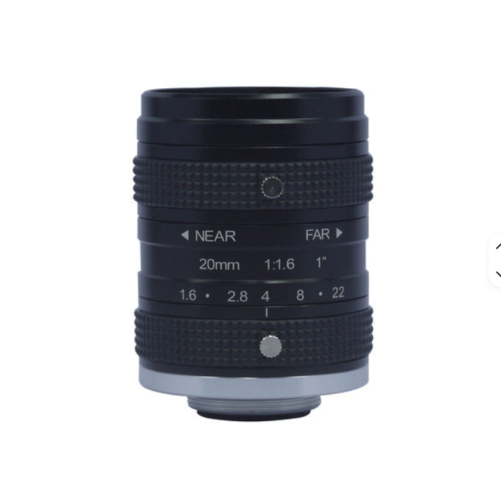 Machine Vision Lens 5MP 20mm F1.6-F22 1 C-Mount Manual Iris Fixed Focus Industrial Lens